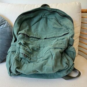 Green canvas backpack